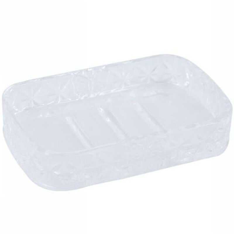 foto del prodotto trade shop traesio porta sapone in vetro rettangolare da appoggio bagno vasca doccia 8.5x13x2.5 cm 
