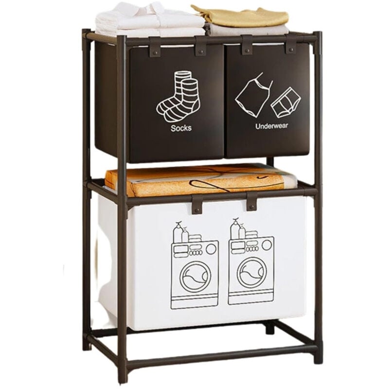 foto del prodotto trade shop traesio portabiancheria multiuso organizer vestiti sporchi abiti cestino lavanderia nero