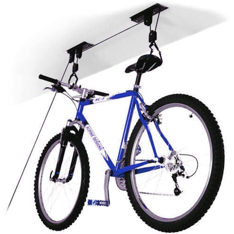 foto del prodotto trade shop traesio - portabici sospensione appendi bici soffitto cantina garage carrucola 1 bici 20kg -