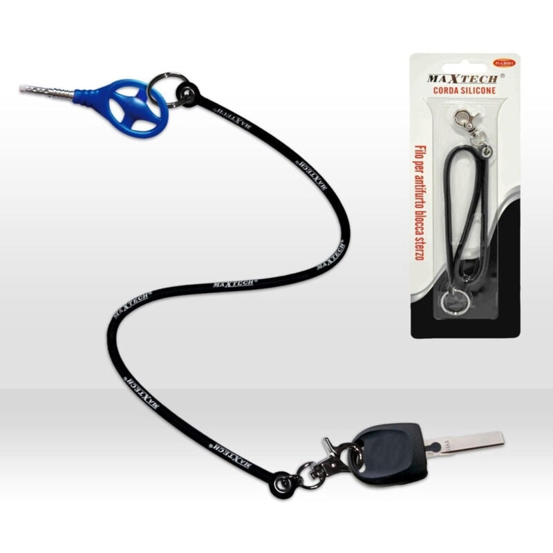 foto del prodotto trade shop traesio portachiavi corda filo in silicone per auto block shaft antifurto blocca sterzo 