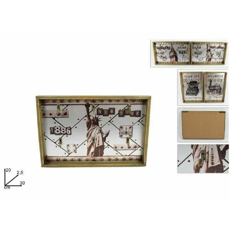 foto del prodotto trade shop traesio portachiavi porta chiavi vintage in legno arredamento casa 20 x 30 x 2.5 cm 