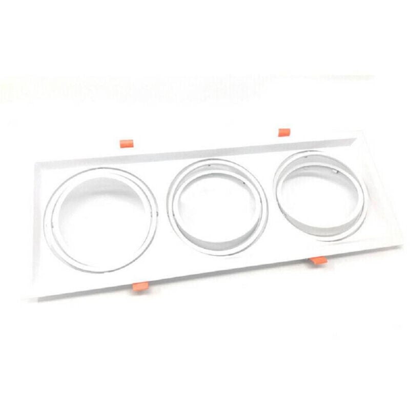 foto del prodotto trade shop traesio portafaretti incasso triplo per faretto ar111 rettangolare orientabile p ar111 3 bianco
