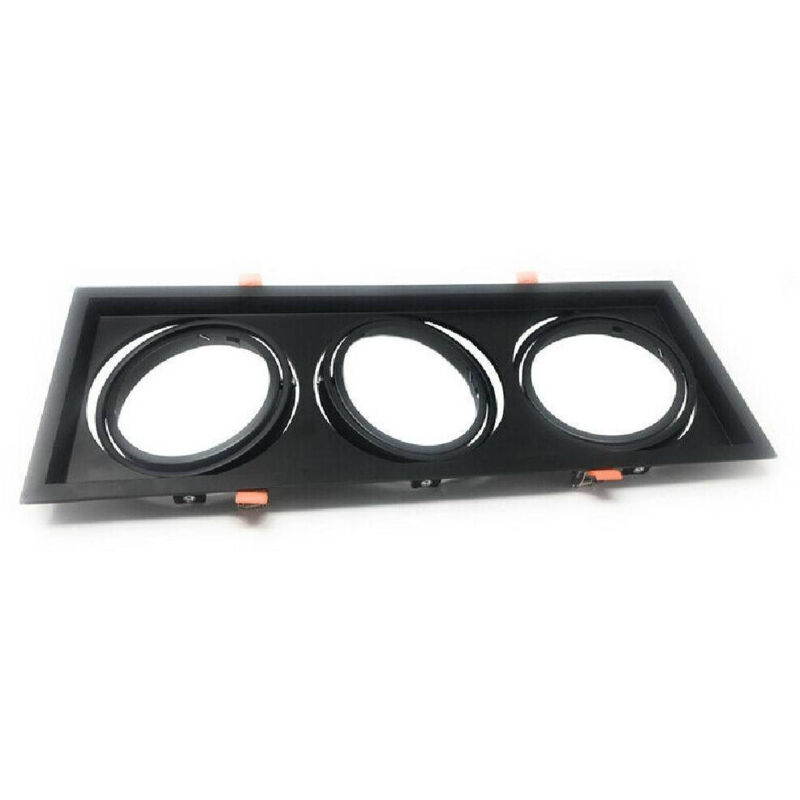 foto del prodotto trade shop traesio portafaretti incasso triplo per faretto ar111 rettangolare orientabile p ar111 3 nero