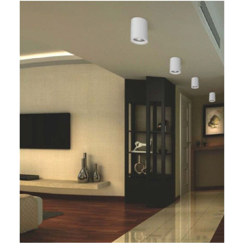 foto del prodotto trade shop traesio portafaretto a cilindro gesso soffitto verniciabile supporto faretti gu10 gs c11 