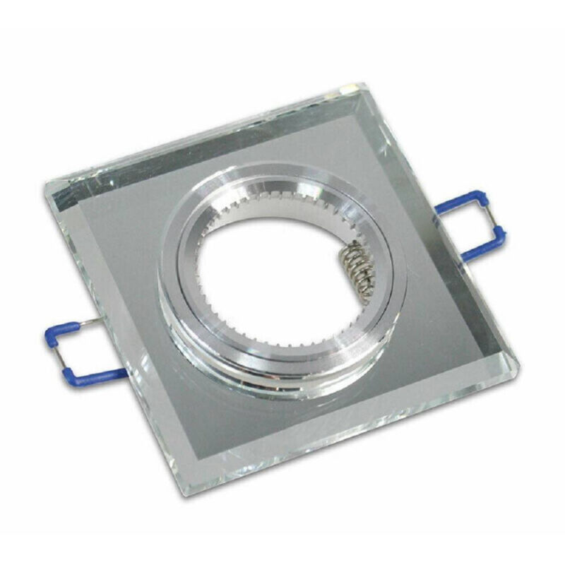 foto del prodotto trade shop traesio portafaretto da incasso quadrato in vetro effetto specchio foro 60mm argento p18 