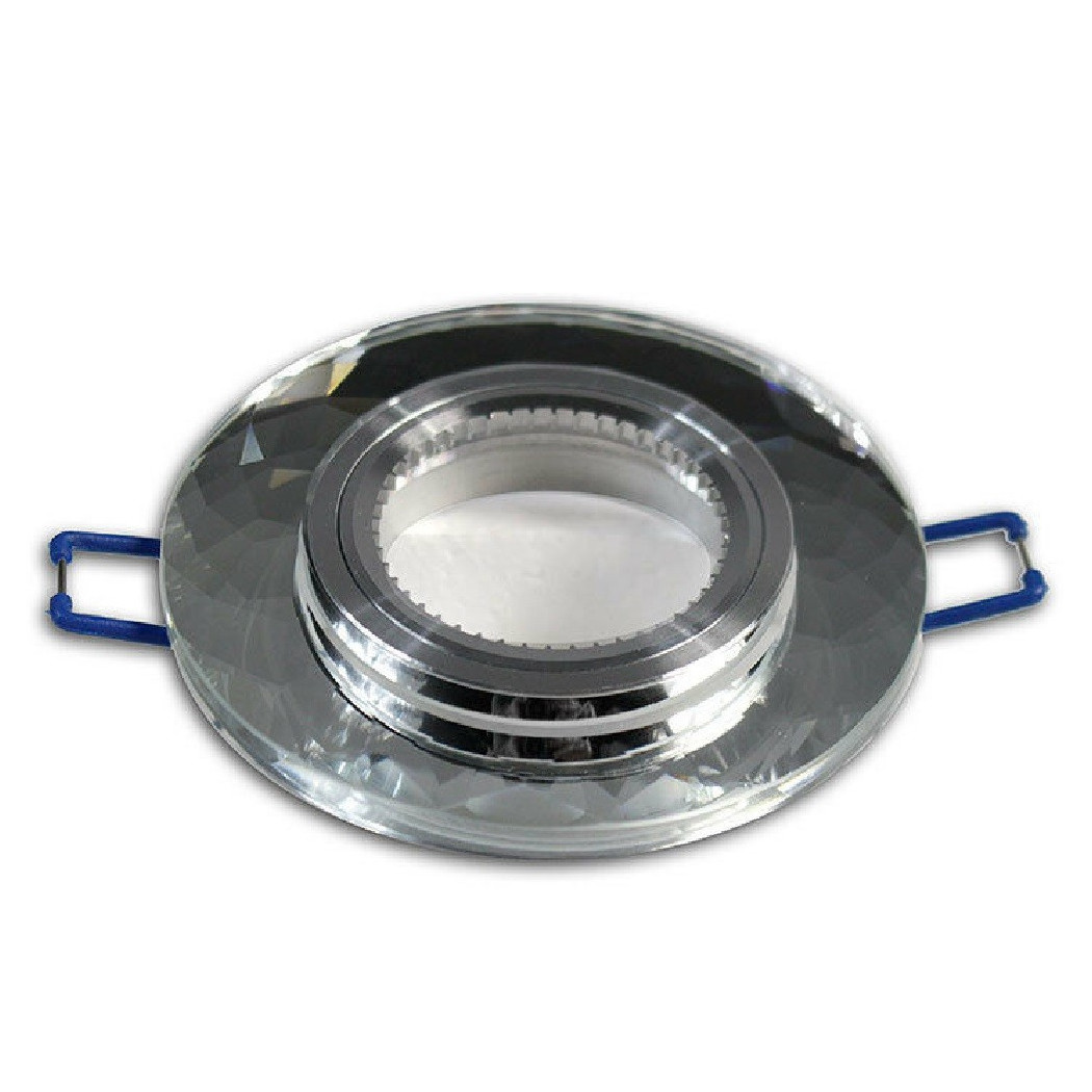 foto del prodotto trade shop traesio portafaretto da incasso tondo vetro effetto specchio supporto controsoffitto p19 argento