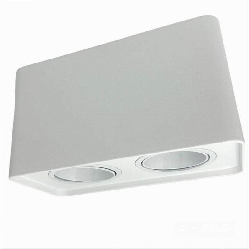 foto del prodotto trade shop traesio portafaretto doppio orientabile da soffitto bianco per faretto gu10 gu5.3 p34 b2 