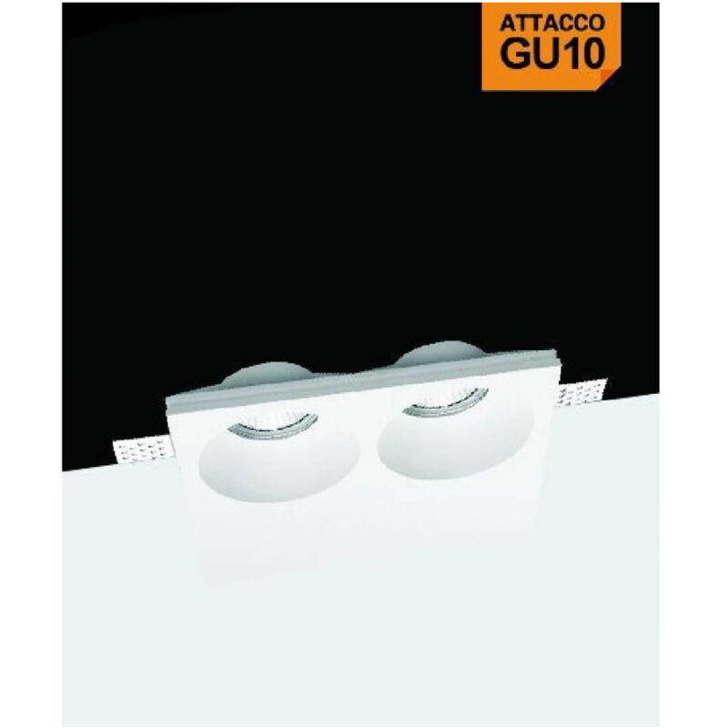 foto del prodotto trade shop traesio portafaretto gesso doppio rotondo incasso a scomparsa 2 portalampada gu10 gs 24 