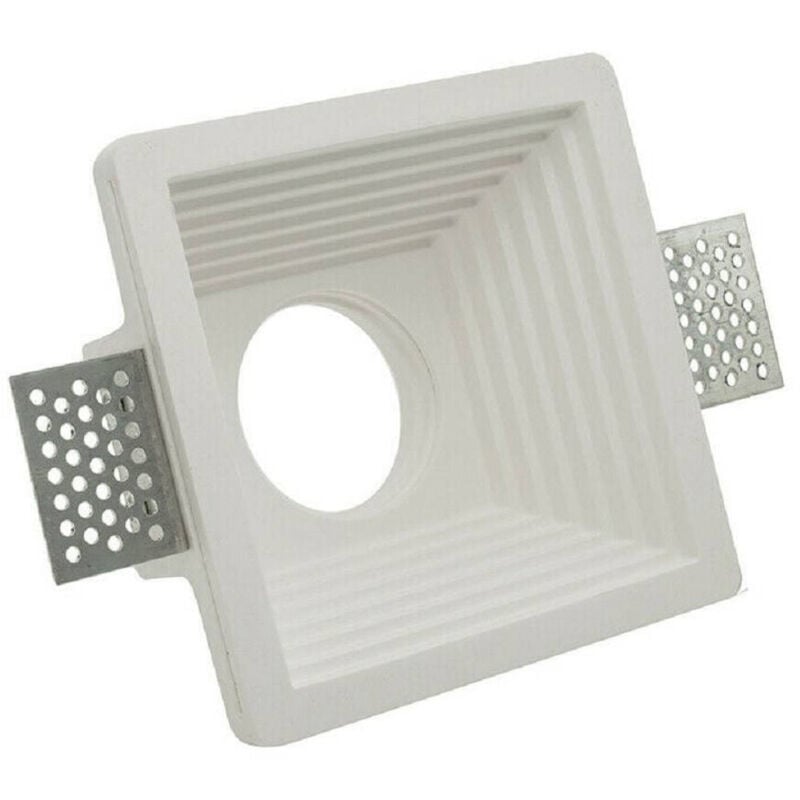 foto del prodotto trade shop traesio portafaretto incasso in gesso a scomparsa per faretto gu10 motivo quadrato gs 19 