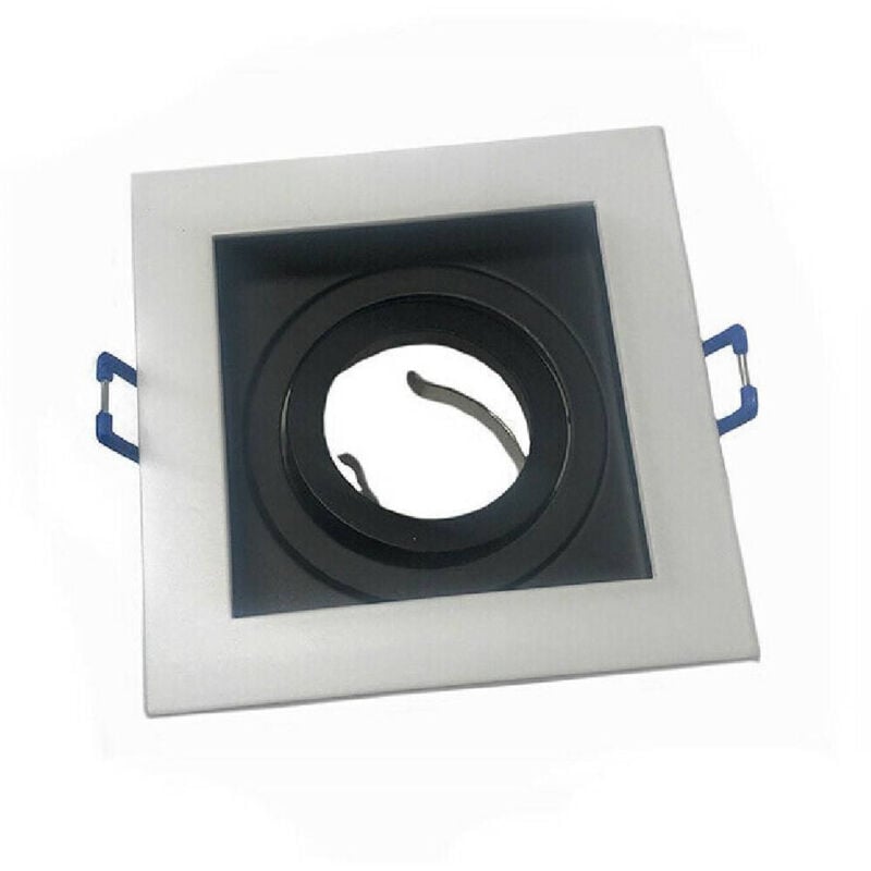 foto del prodotto trade shop traesio portafaretto incasso quadrato acciaio p23 orientabile supporto faretto porta faretti bianco e nero
