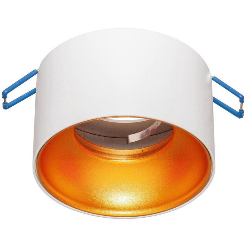 foto del prodotto trade shop traesio portafaretto tondo bianco oro incasso 70 mm cartongesso lampade led gu10 gu5.3 