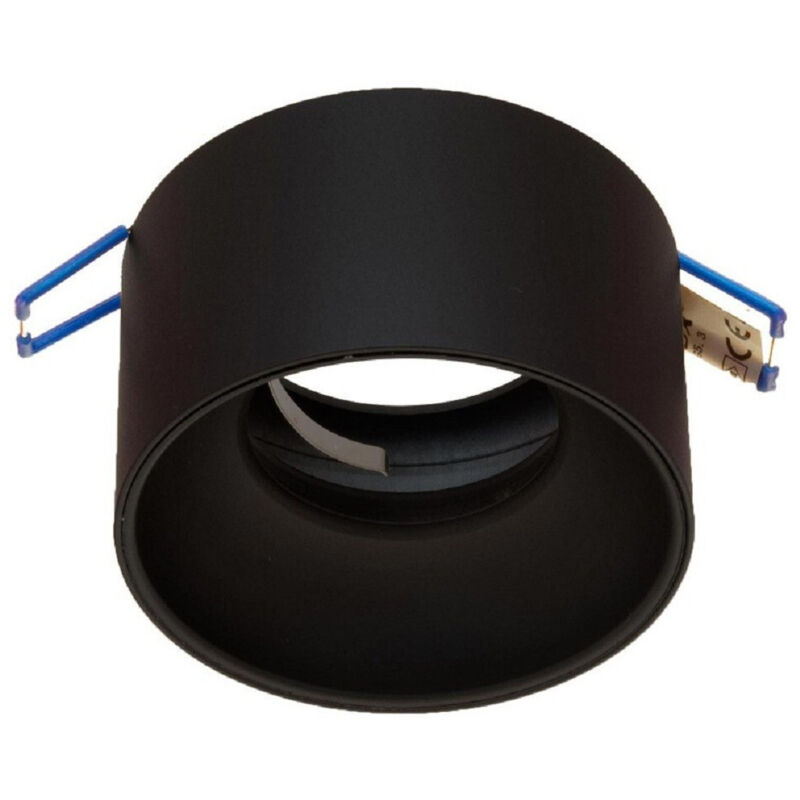foto del prodotto trade shop traesio - portafaretto tondo incasso 70mm luce soffitto cartongesso lampade led gu10 gu5.3 - nero