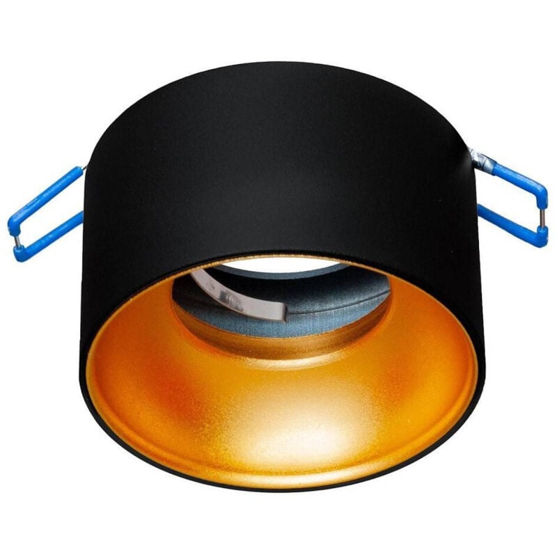 foto del prodotto trade shop traesio portafaretto tondo nero oro incasso 70 mm luce soffitto lampade led gu10 gu5.3 