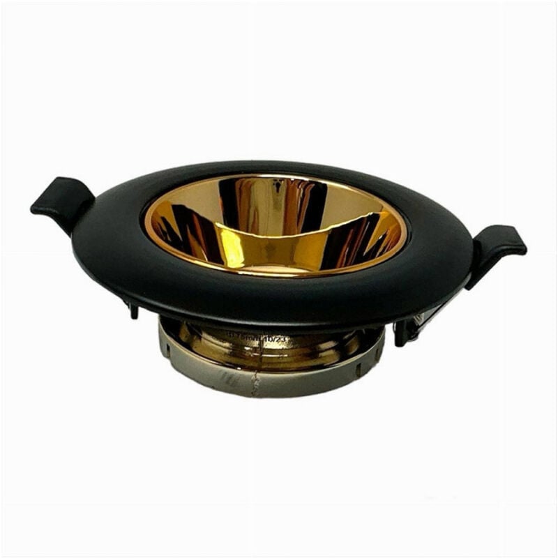 foto del prodotto trade shop traesio portafaretto tondo orientabile incasso supporto faretto nero e oro p27 gu10 no 