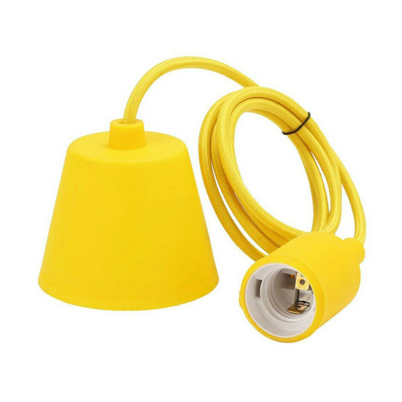 foto del prodotto trade shop traesio portalampada a sospensione pendente lampadario soffitto e27 giallo dt j01 1 mt 