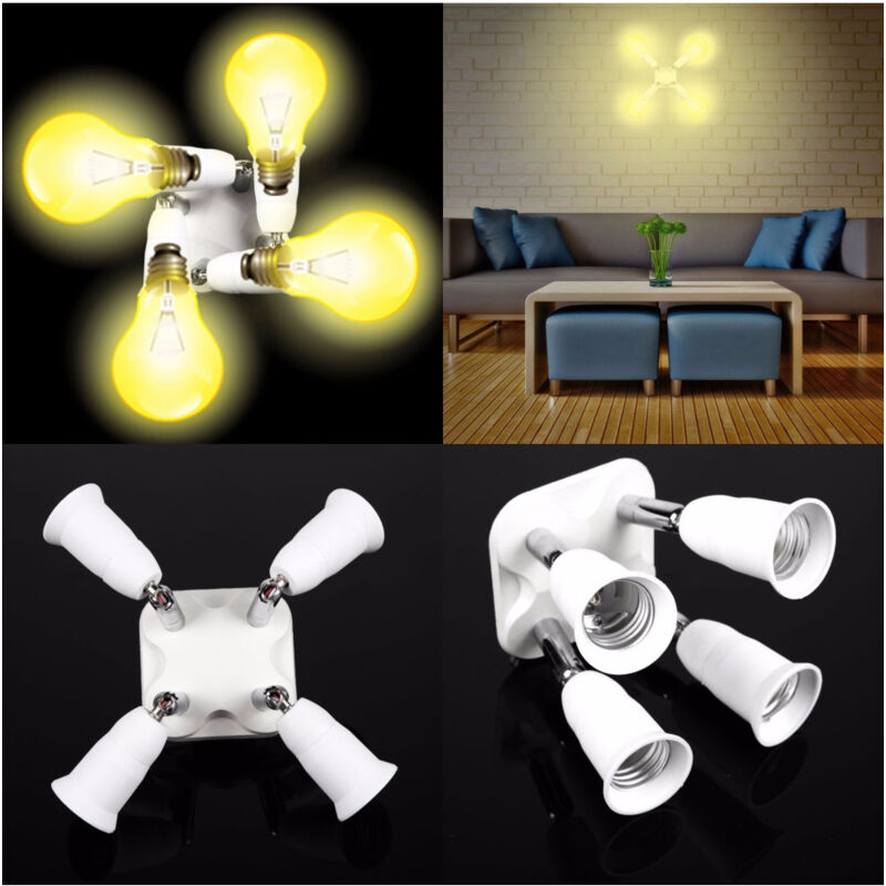 foto del prodotto trade shop traesio portalampada adattatore e27 4 in 1 per lampade lampadine attacchi orientabili 