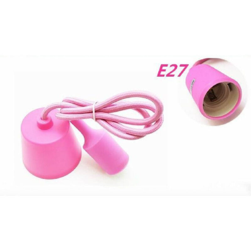 foto del prodotto trade shop traesio portalampada e27 a sospensione cavo pendente porta lampada soffitto rosa e27 sa 