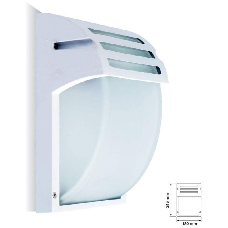 foto del prodotto trade shop traesio portalampada esterno alluminio vetro bianco vt7077 e27 ip44 illuminazione 