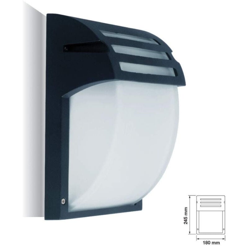 foto del prodotto trade shop traesio portalampada esterno alluminio vetro nero vt7076 e27 ip44 illuminazione 
