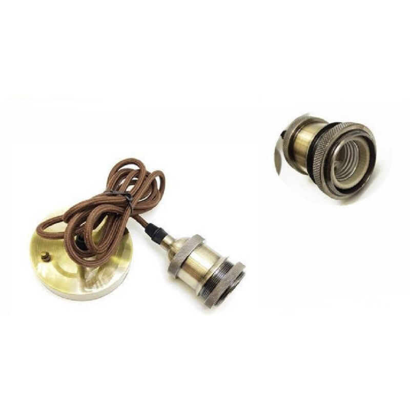 foto del prodotto trade shop traesio portalampada vintage stile retro sospensione pendente e27 bronzo ottone e27 02 