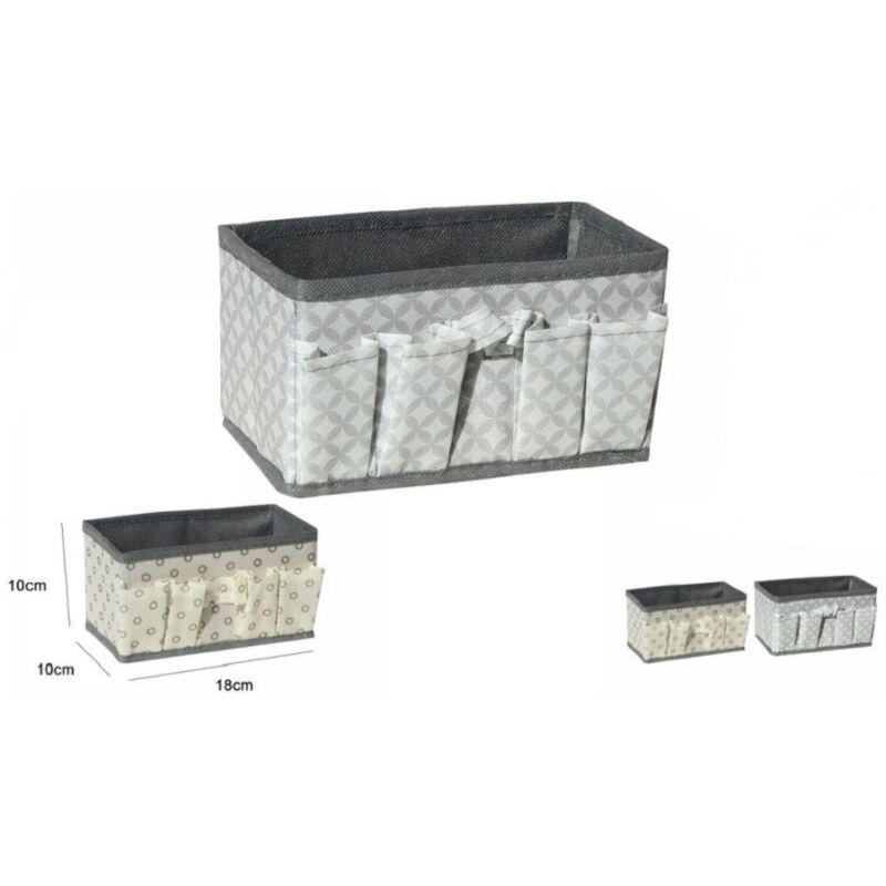 foto del prodotto trade shop traesio portaoggetti in tessuto organizer contenitore scatola 5 tasche 18x10x10cm 53032a 