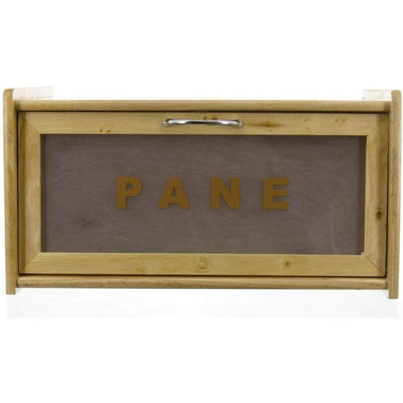 foto del prodotto trade shop traesio portapane in legno con vetrina in vetro chiusura a calamita contenitore 38x22x20cm 