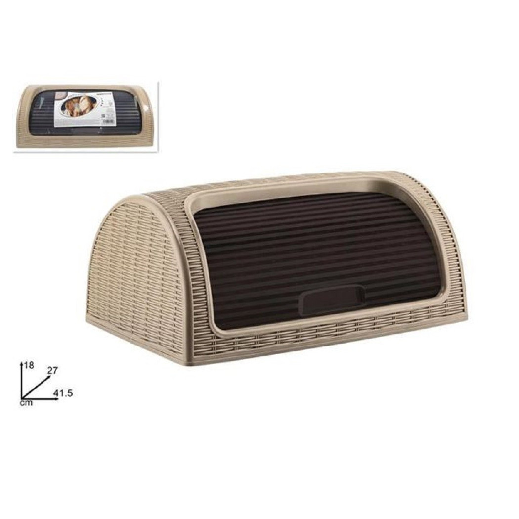 foto del prodotto trade shop traesio portapane pane crock serrandina grande rotolo contenitore effetto rattan cappuccino 