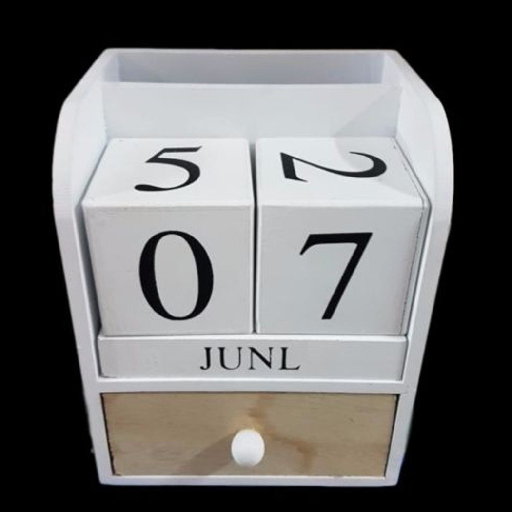 foto del prodotto trade shop traesio portapenne oggetti con cassetto datario legno country chic design arredo 
