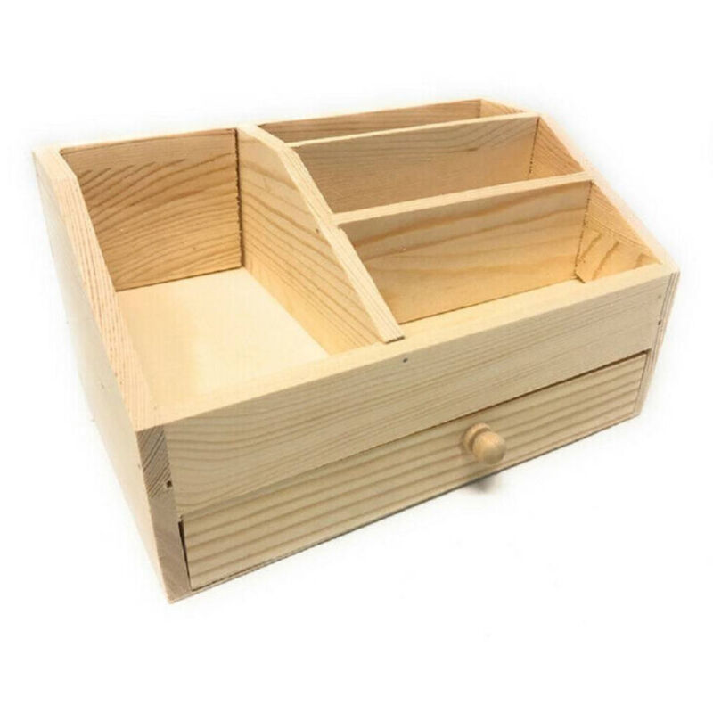 foto del prodotto trade shop traesio portapenne organizer legno scrivania x decoupage 4 scomparti e cassetto x penne 