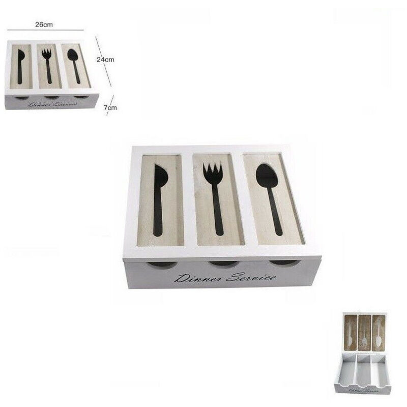 foto del prodotto trade shop traesio portaposate in legno 3 scomparti stoviglie shabby chic arredamento casa 