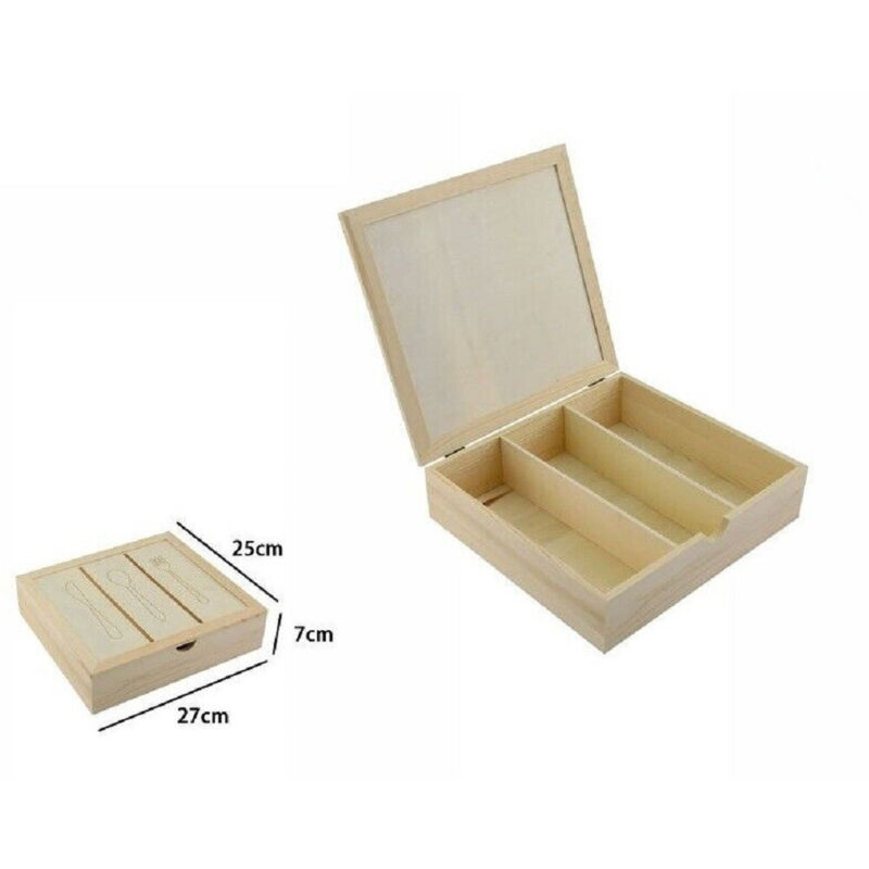 foto del prodotto trade shop traesio portaposate porta posate contenitore 3 posti in legno stoviglie 27x25x7cm 74023a 
