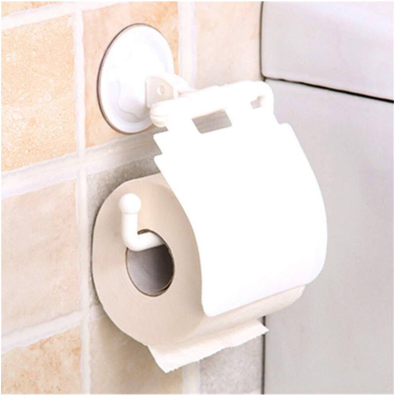 foto del prodotto trade shop traesio portarotolo carta igienica con ventosa a parete porta rotolo in plastica copri 