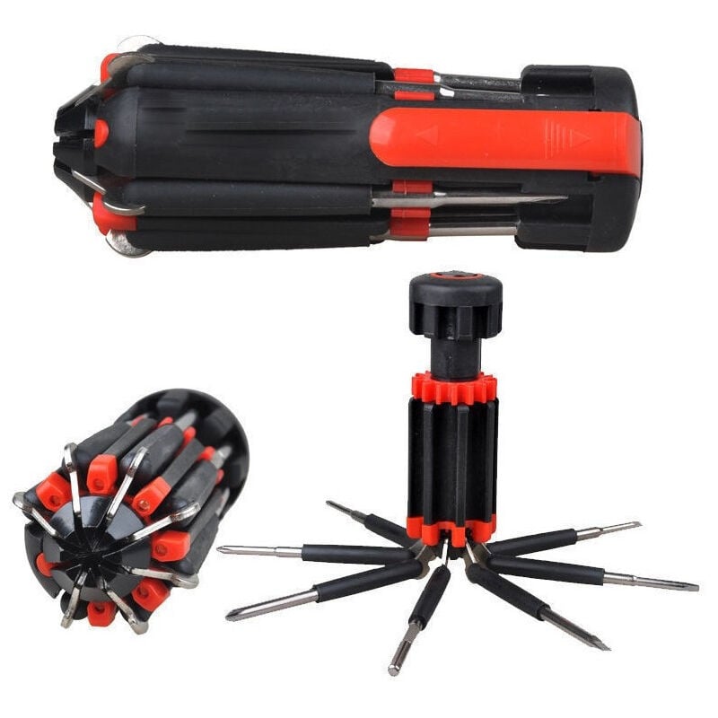 foto del prodotto trade shop traesio portatile 8 in 1 multi cacciavite con 6 led torcia tools light up set 