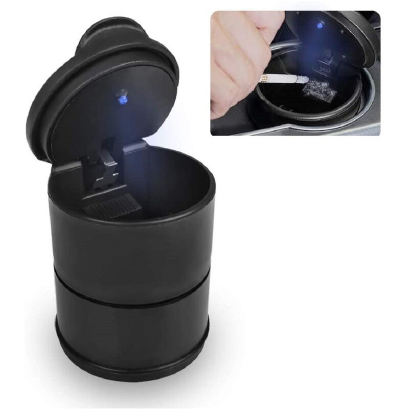 foto del prodotto trade shop traesio posacenere universale per auto led luce portatile antivento plastica antiodore 