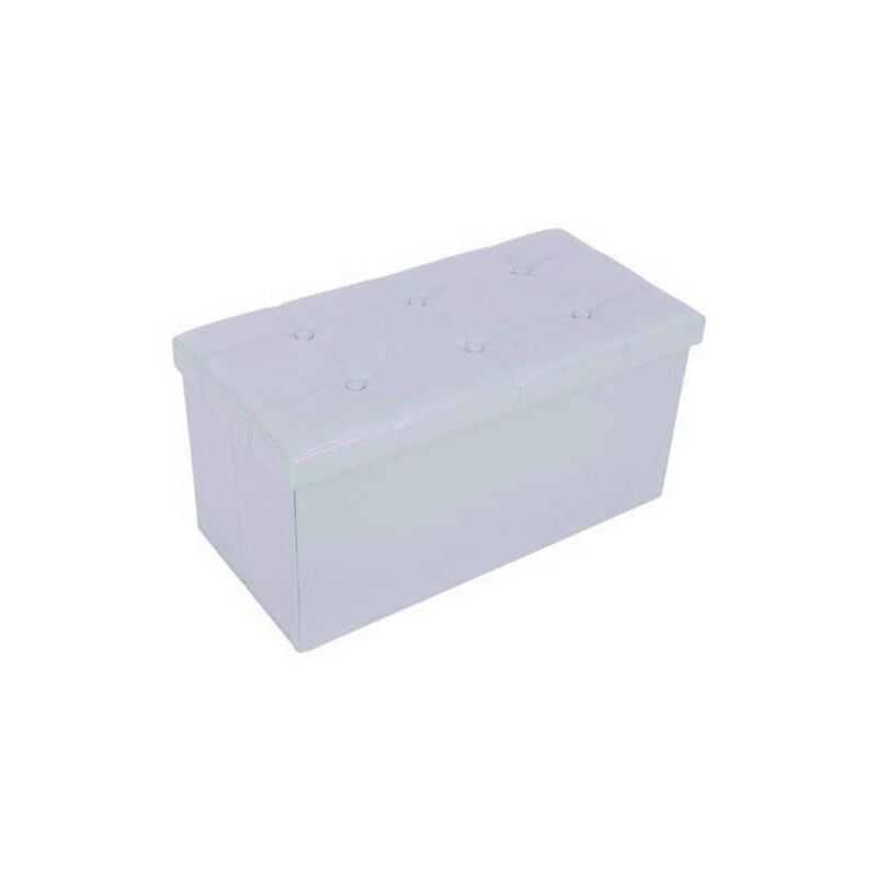 foto del prodotto trade shop traesio pouf scatola contenitore rettangolare similpelle cassapanca poggiapiedi colore bianco