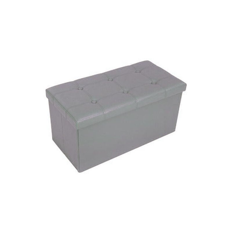 foto del prodotto trade shop traesio pouf scatola contenitore rettangolare similpelle cassapanca poggiapiedi colore grigio