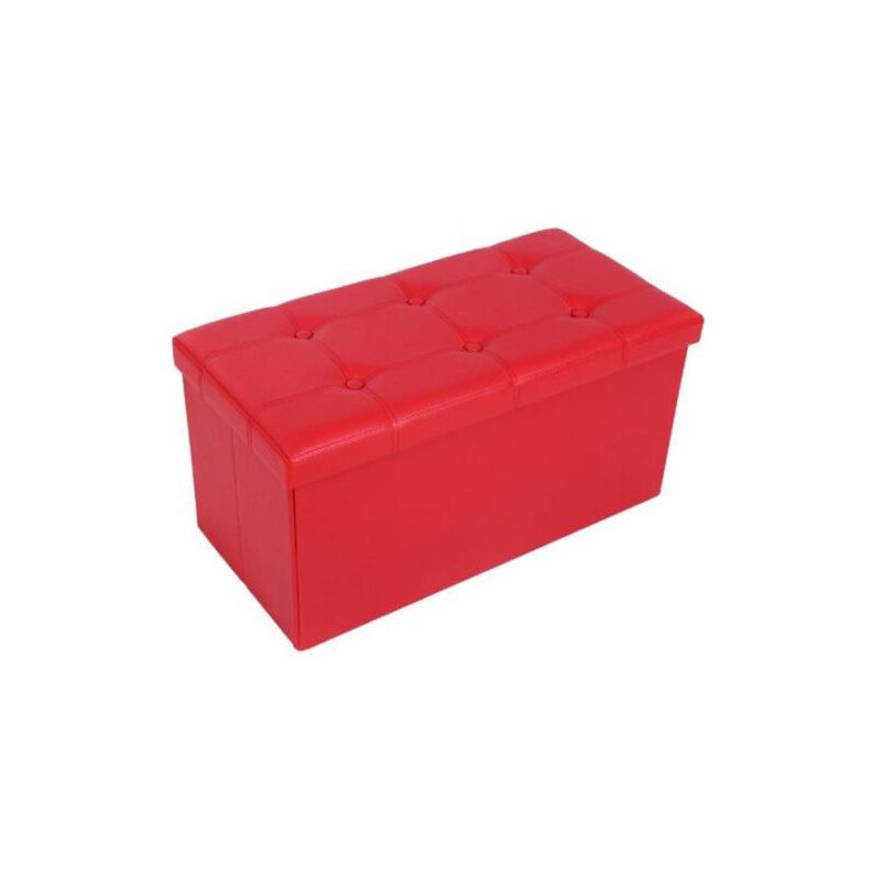 foto del prodotto trade shop traesio pouf scatola contenitore rettangolare similpelle cassapanca poggiapiedi colore rosso