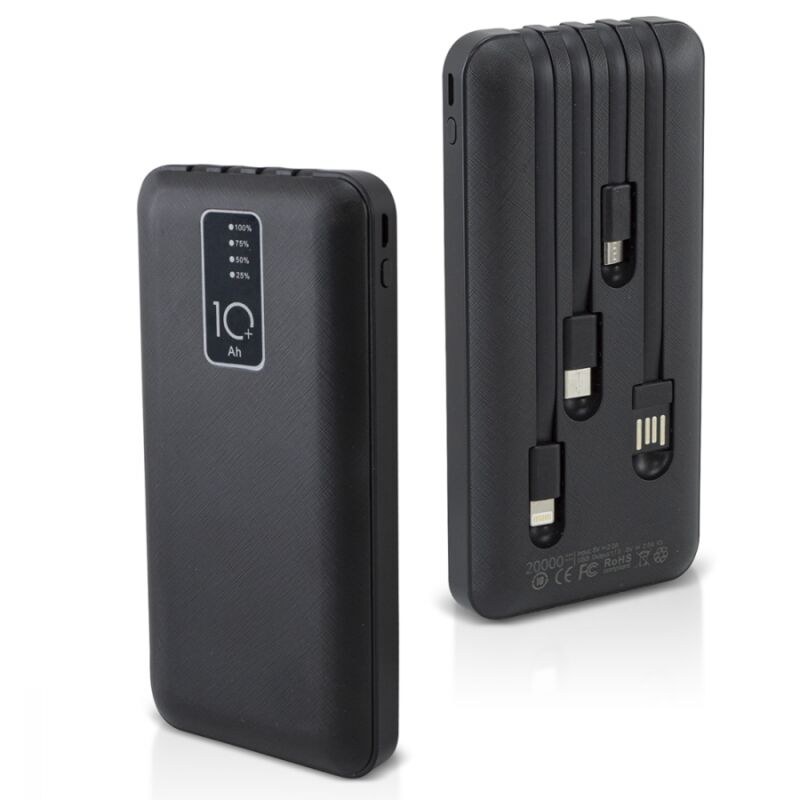 foto del prodotto trade shop traesio power bank 20000mah caricabatterie portatile veloce con 4 cavi usb carica rapida 