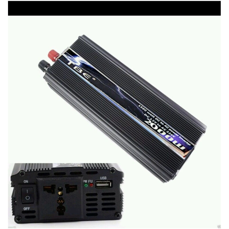foto del prodotto trade shop traesio power inverter adattatore convertitore dc 12v to ac 110 220v 2000w auto usb 