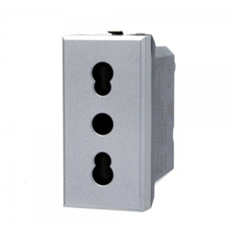 foto del prodotto trade shop traesio presa bipasso 2p t 10 16a colore silver grigia compatibile bticino axolute 