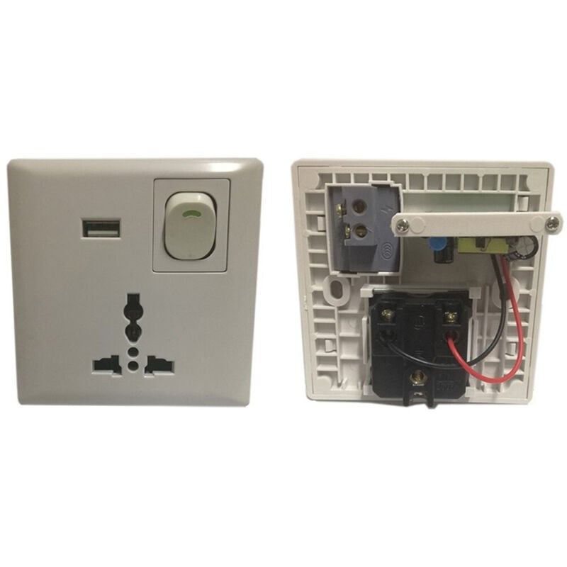 foto del prodotto trade shop traesio - presa da incasso a muro universale con usb con interruttore di alimentazione -