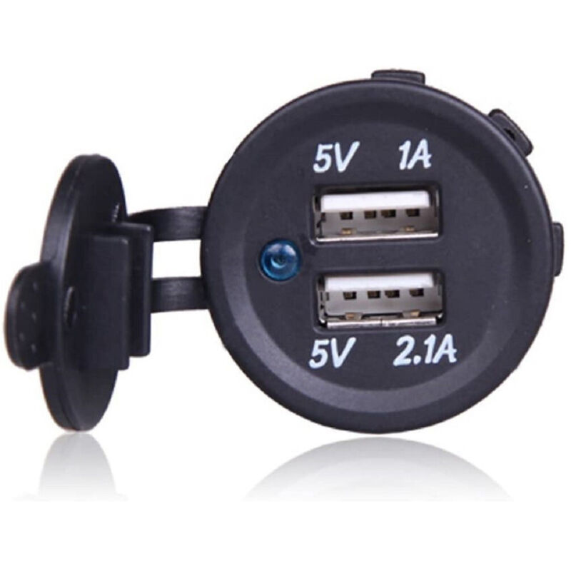 foto del prodotto trade shop traesio - presa di ricarica 1a 2.1a 12v moto impermeabile doppia porta usb atv barca auto -