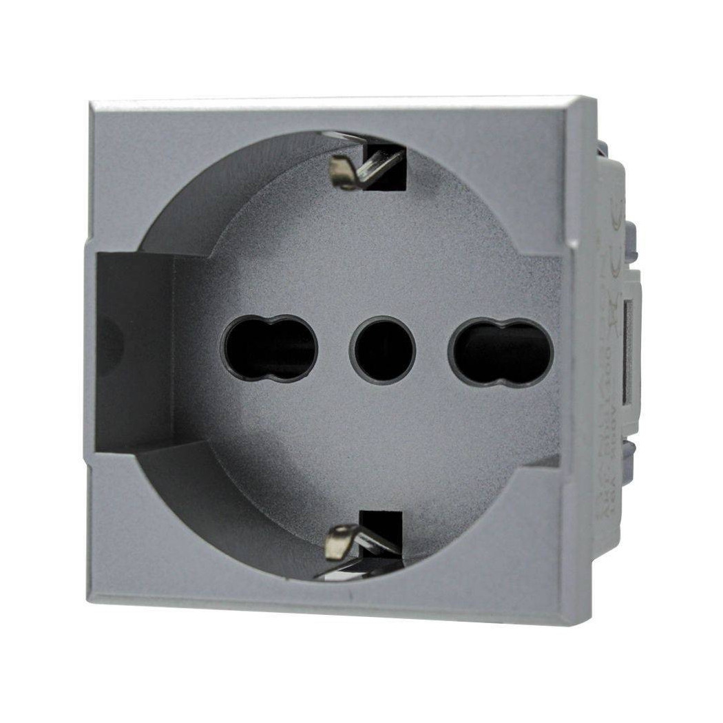 foto del prodotto trade shop traesio presa schuko 2p t 16a silver compatibile bticino axolute sd21400t 