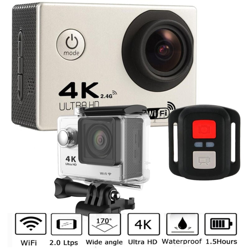 foto del prodotto trade shop traesio pro cam sport wifi 4k ultra hd 16mp action camera subacquea con telecomando 