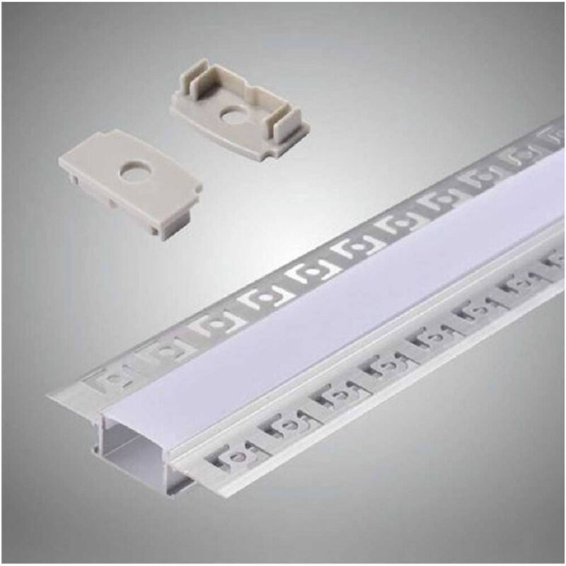 foto del prodotto trade shop traesio profilo ad incasso a scomparsa alluminio 2 mt copertura opaca strip led al 12 