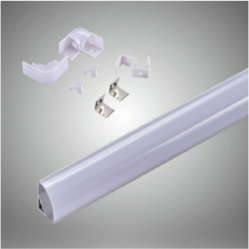 foto del prodotto trade shop traesio profilo alluminio 2 mt angolare copertura opaca per strip led strisce al 04 