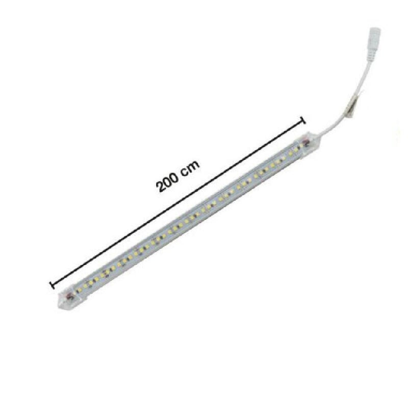 foto del prodotto trade shop traesio profilo alluminio completo strip led 2mt 24 w luce 6500k 3000k 4000k 3014 12v 2t bianco freddo 