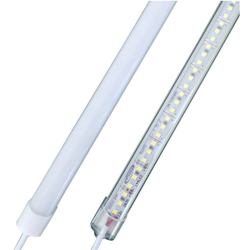 foto del prodotto trade shop traesio profilo barra rigido strip led da 1 metro 5630smd luce bianco freddo e caldo 18w bianco caldo copertura trasparente 