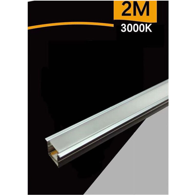 foto del prodotto trade shop traesio profilo in alluminio 2mt completo di strip led cover 12v 7w mt al 12v 2025 120 bianco caldo 