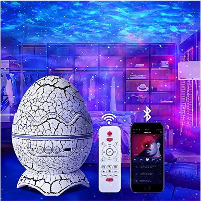 foto del prodotto trade shop traesio proiettore con lettore musicale wireless dinosaur egg galaxy starry sky telecomando 